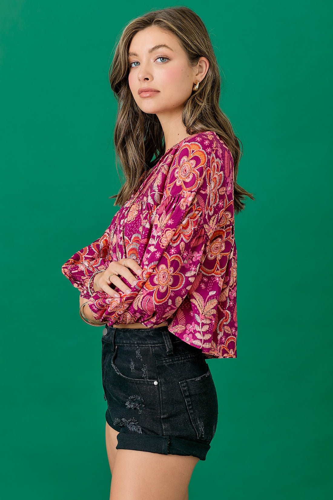 Berry Floral Blouse