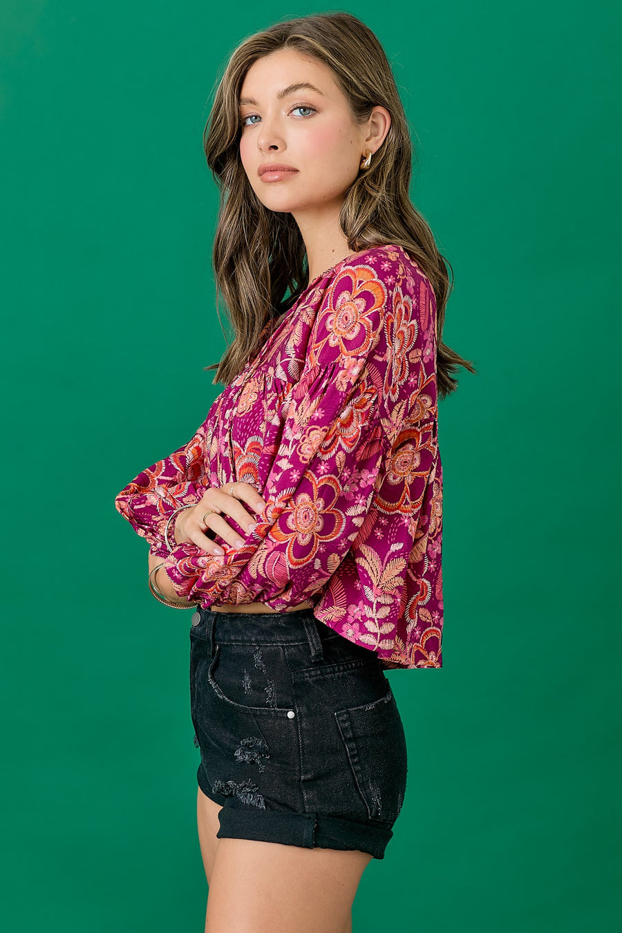 Berry Floral Blouse
