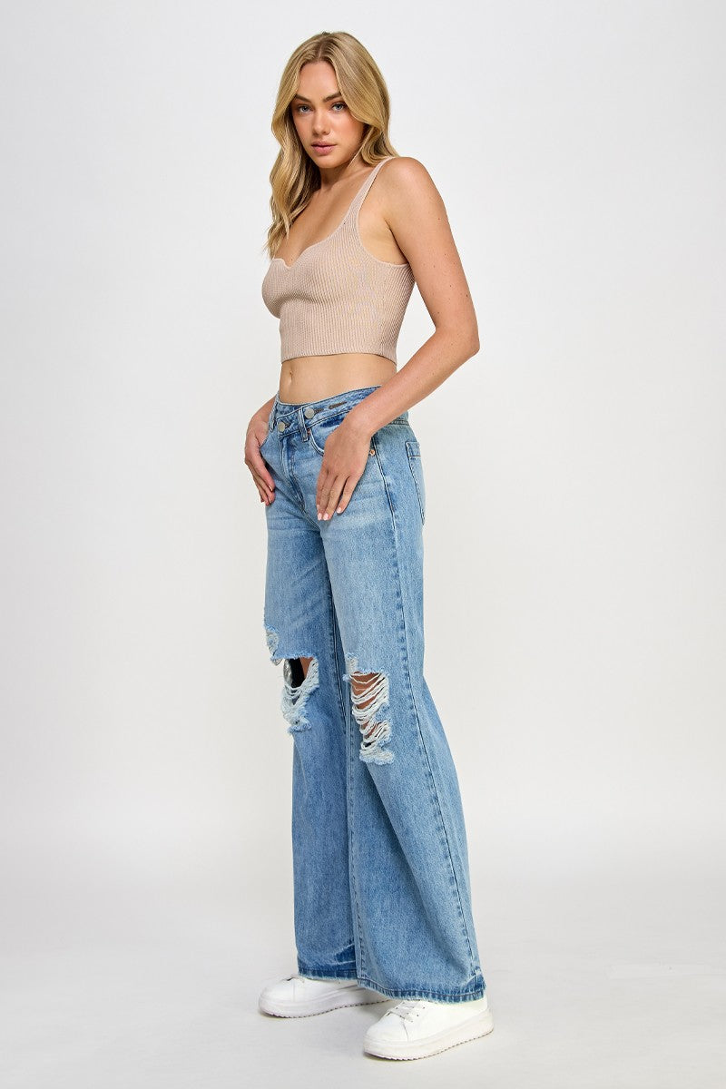 Crossover Wide Leg Jean