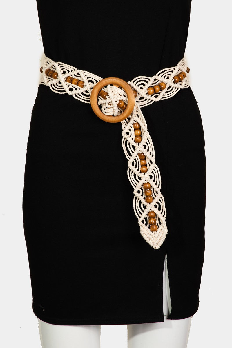 Wooden Bead Braided Belt