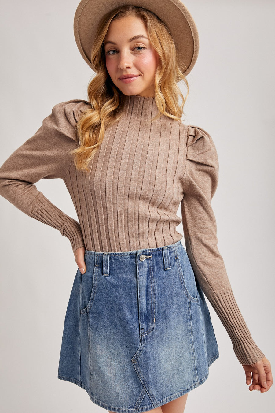 Puff Sleeve Knit Top