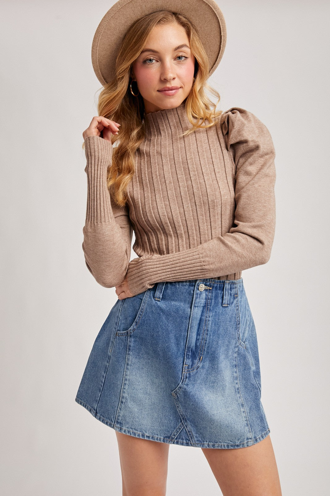 Puff Sleeve Knit Top