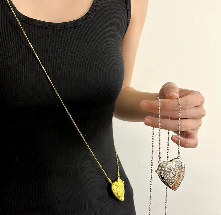 Long Heart Pendant Necklace