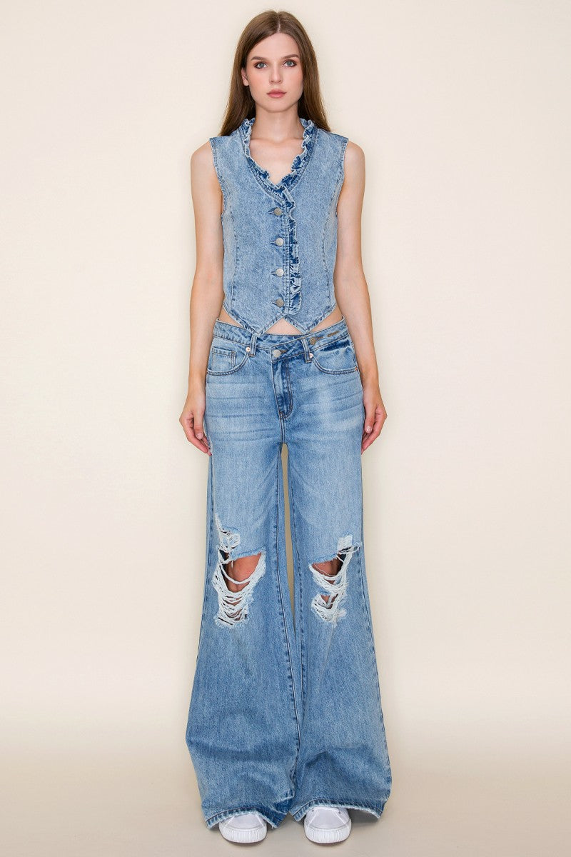 Crossover Wide Leg Jean