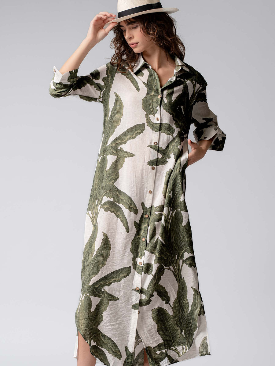 Palm Print Summer Dress
