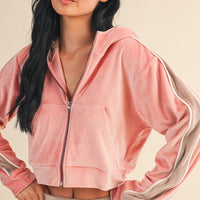 Velour Cropped Hoodie