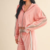 Velour Cropped Hoodie