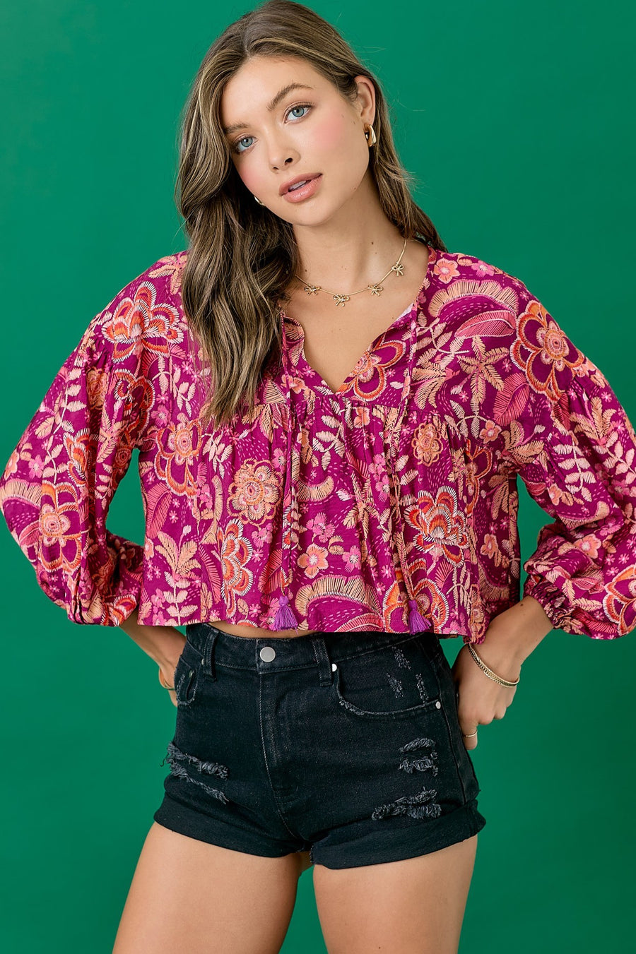 Berry Floral Blouse