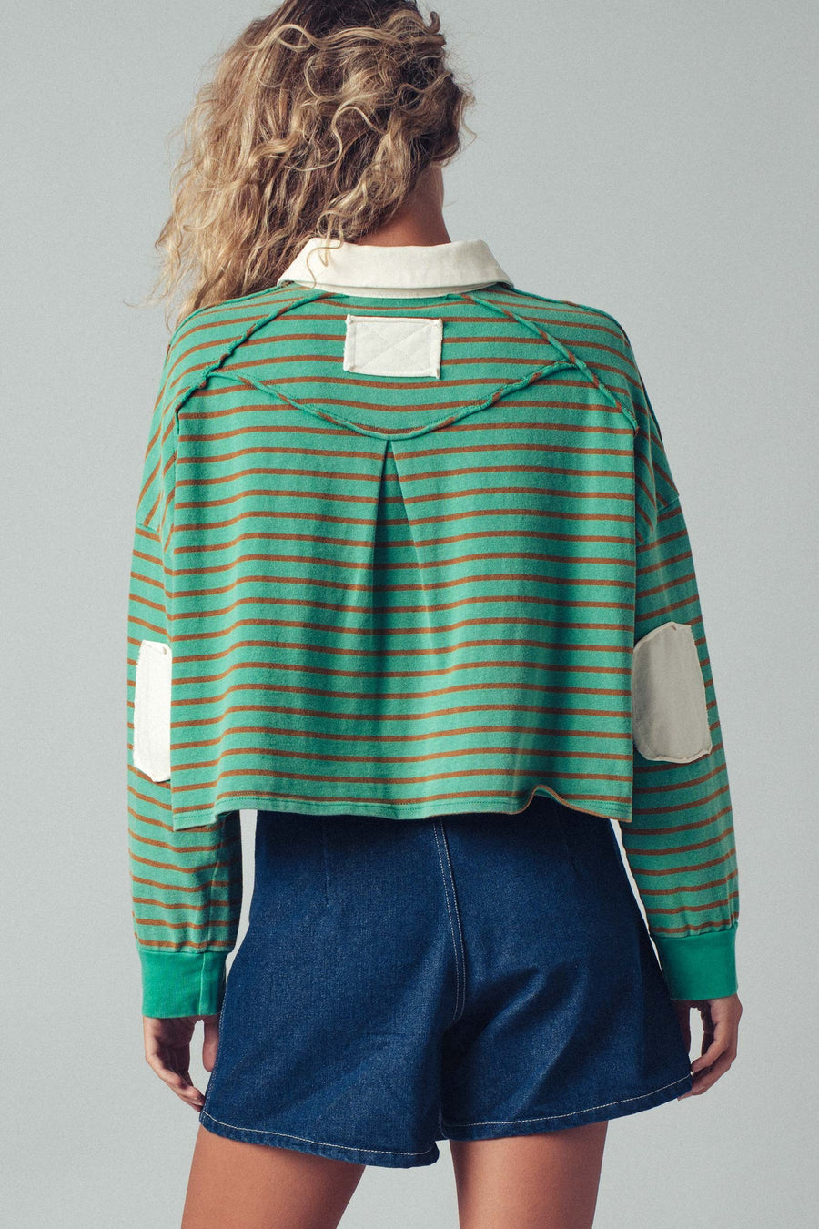 Striped Polo Long Sleeve Top