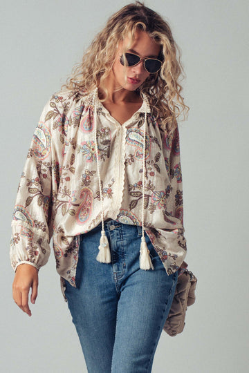 Paisley Embroidered Lace Blouse