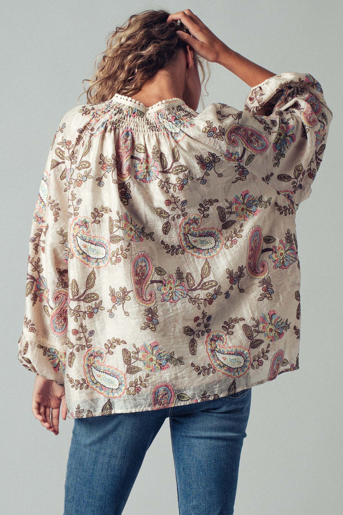 Paisley Embroidered Lace Blouse