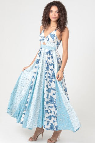 Mixed Print Maxi Dress