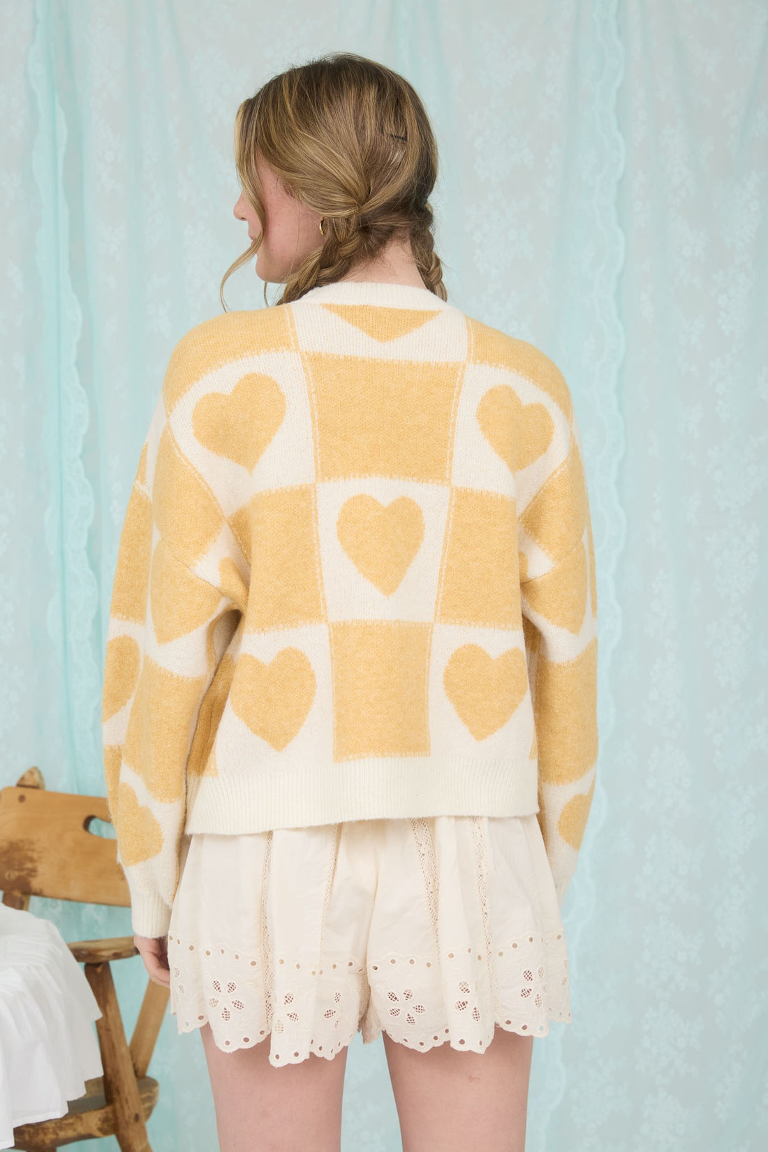 Heart Checkered Sweater