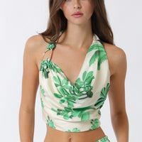 Tropical Palm Tie Back Top