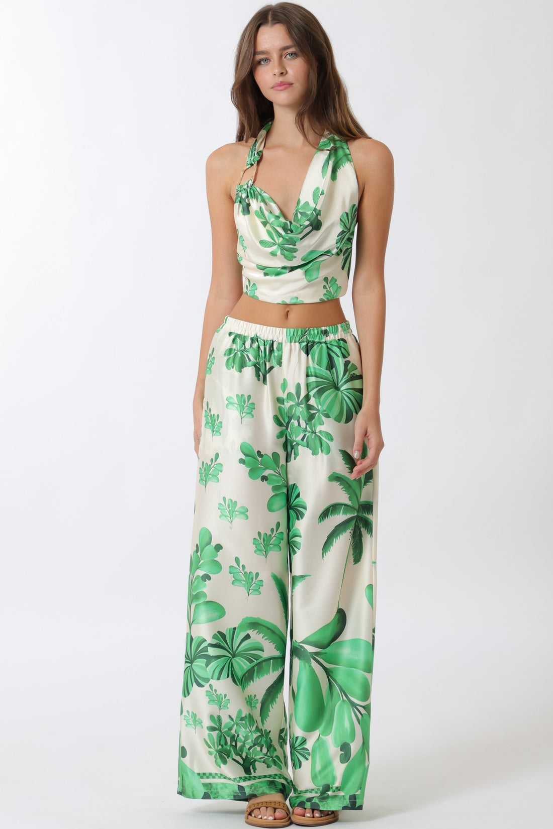 Tropical Palm Tie Back Top