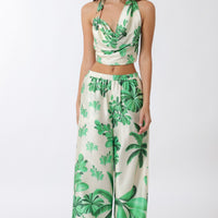 Tropical Palm Tie Back Top