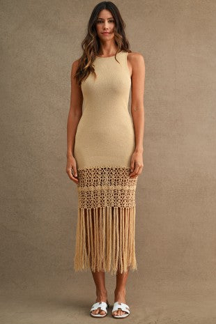 Crochet Fringe Midi Dress
