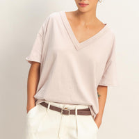 Washed V-Neck Oversized Tee