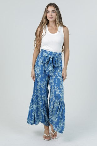 Tie Waist Wide Leg Pant