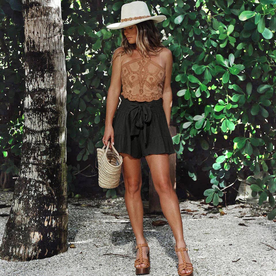 Tie Waist Ruffled Shorts
