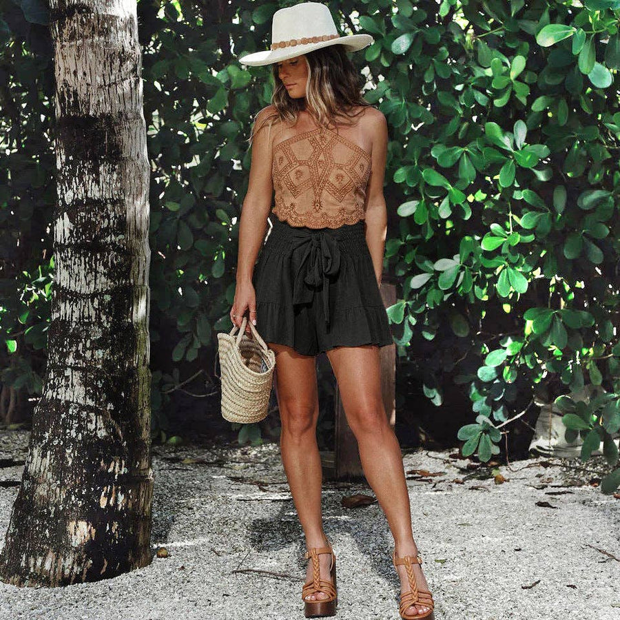 Tie Waist Ruffled Shorts