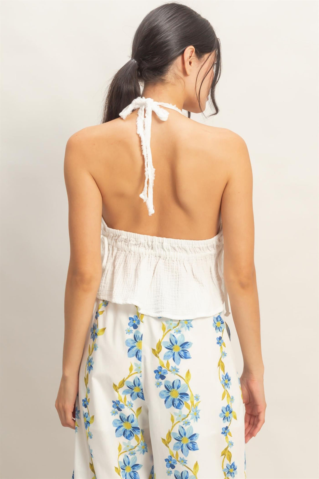 Textured Halter Tie Twist Top