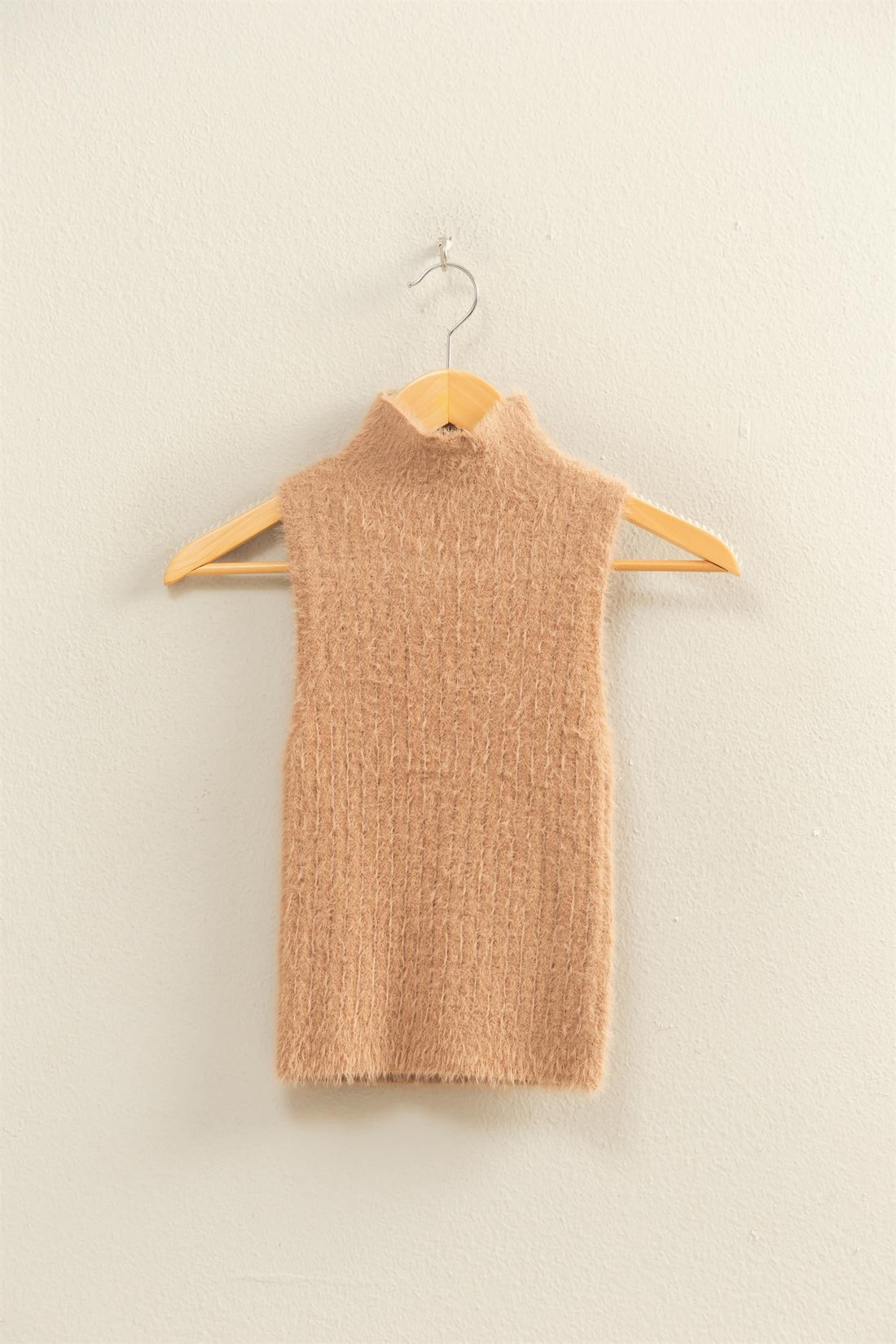 Fuzzy Knit High Neck Top