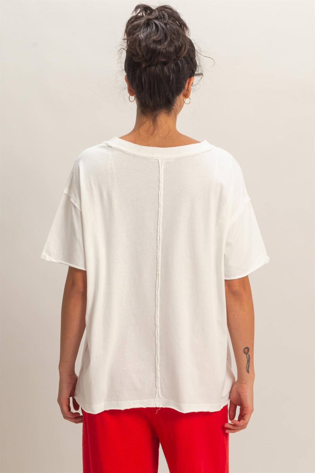 Washed V-Neck Oversized Tee