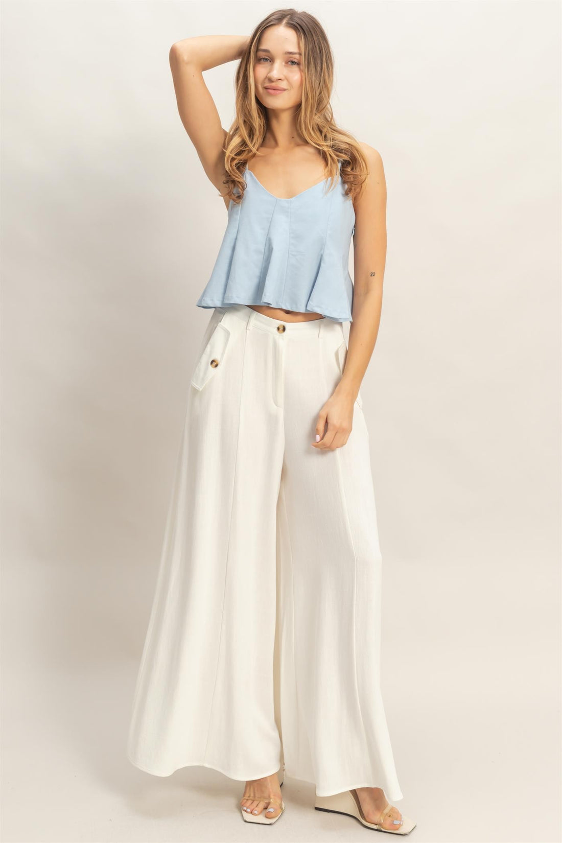 Wide-Leg Flap Pocket Pants