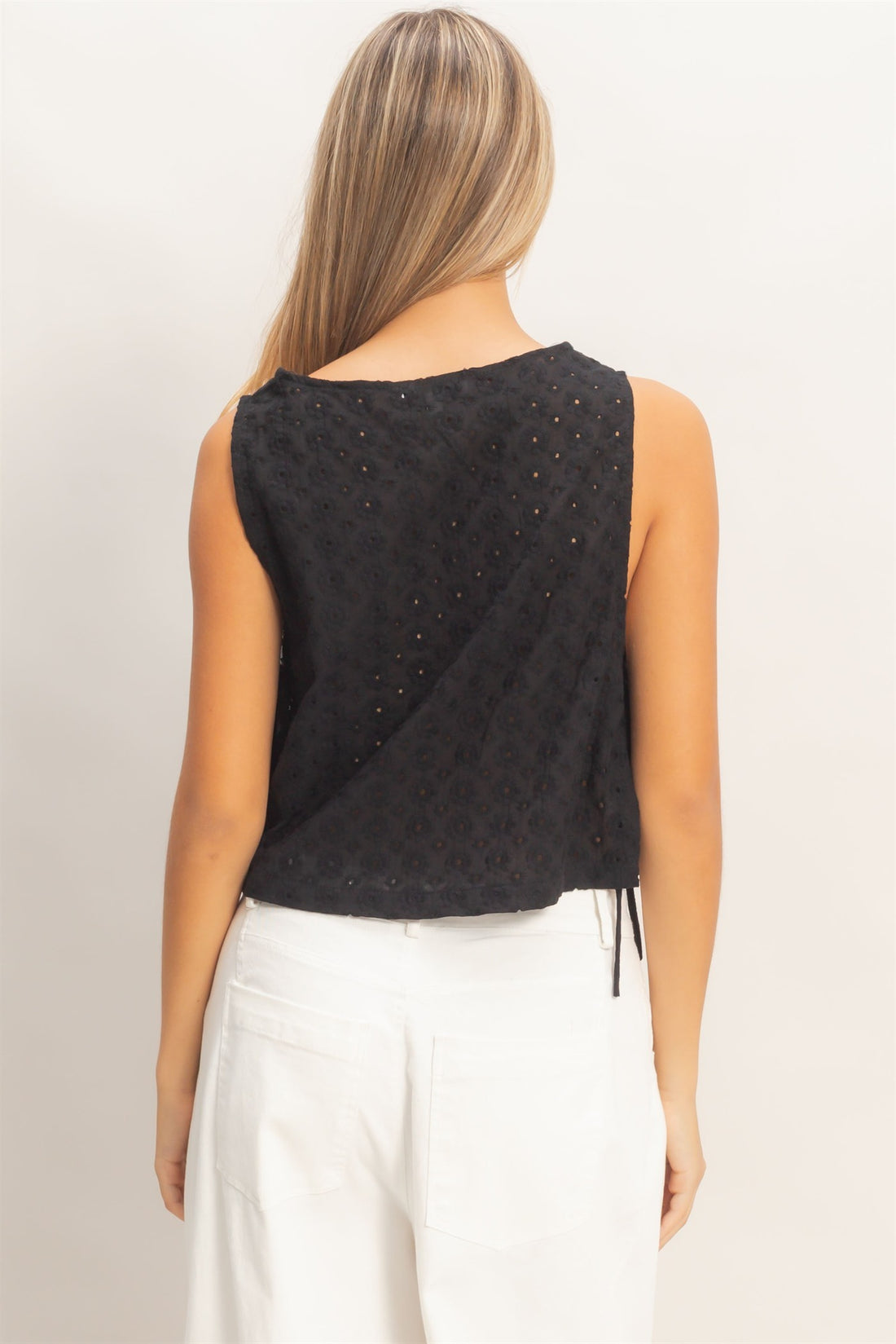 Sleeveless Eyelet Top