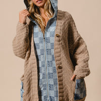 Checker Zip Up Sweater Cardigan