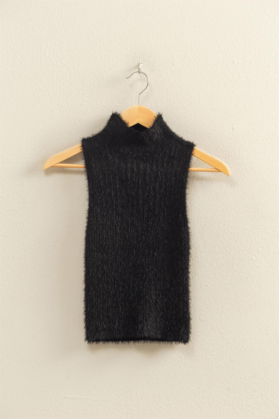 Fuzzy Knit High Neck Top