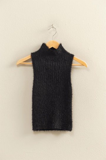 Fuzzy Knit High Neck Top