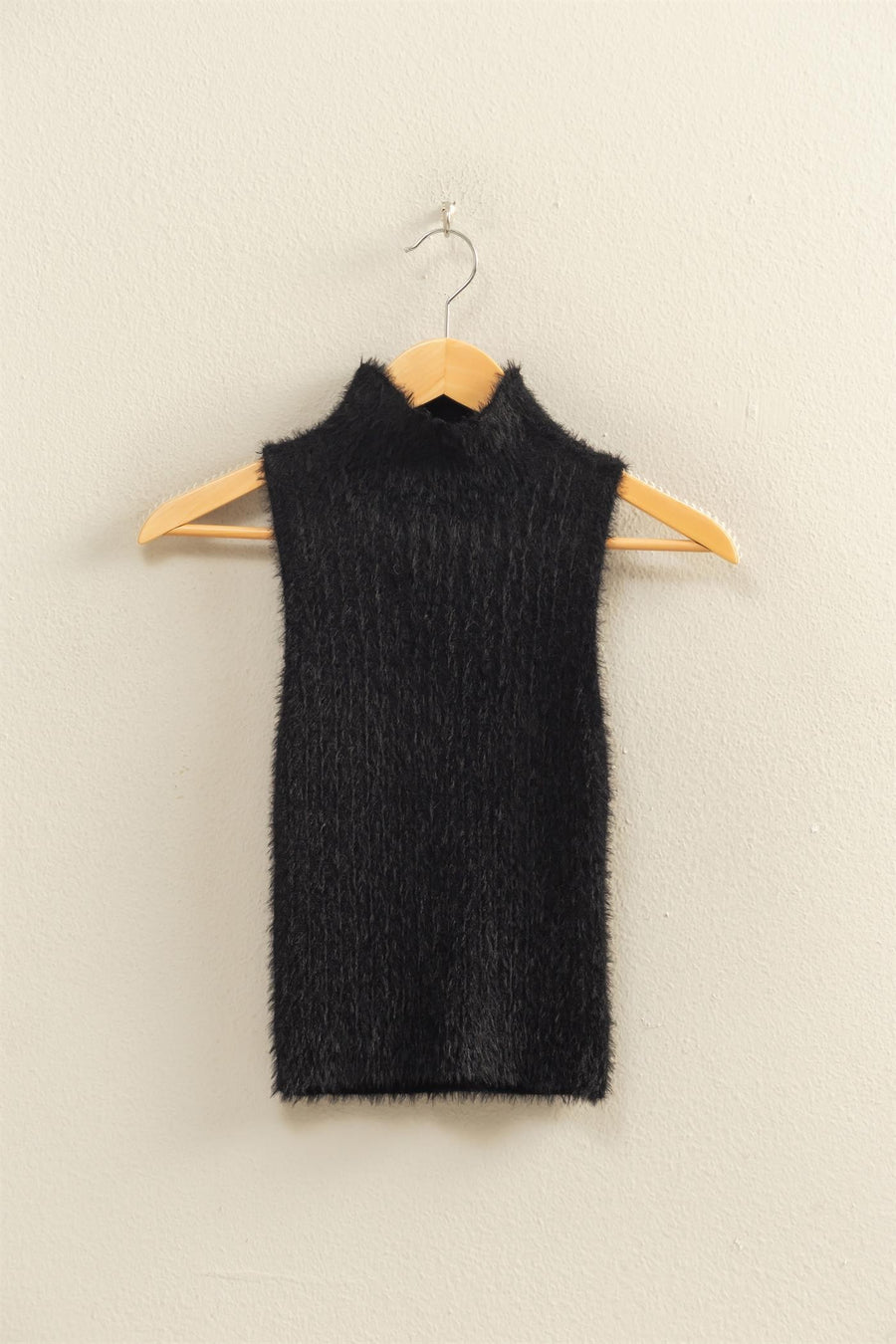 Fuzzy Knit High Neck Top