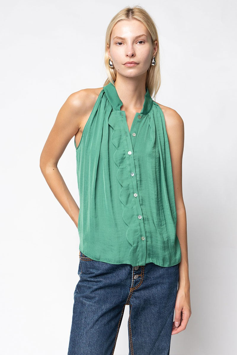 Scallop Button Up Blouse