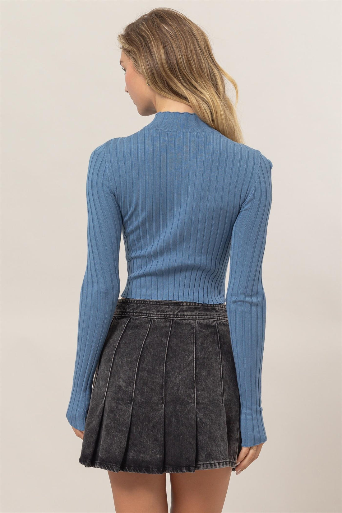 Ribbed Mock Neck Long Sleeve
