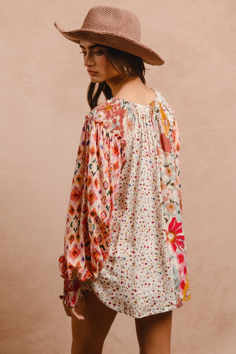 Floral Peasant Top