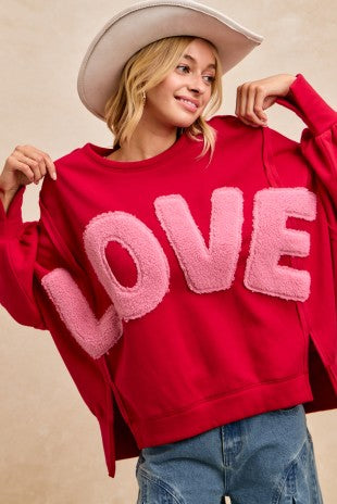 Love Patchwork Fleece Top