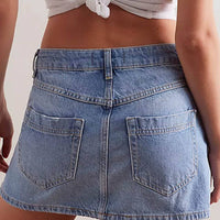 Asymmetrical Mini Denim Skirt