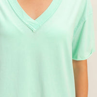 Washed V-Neck Oversized Tee