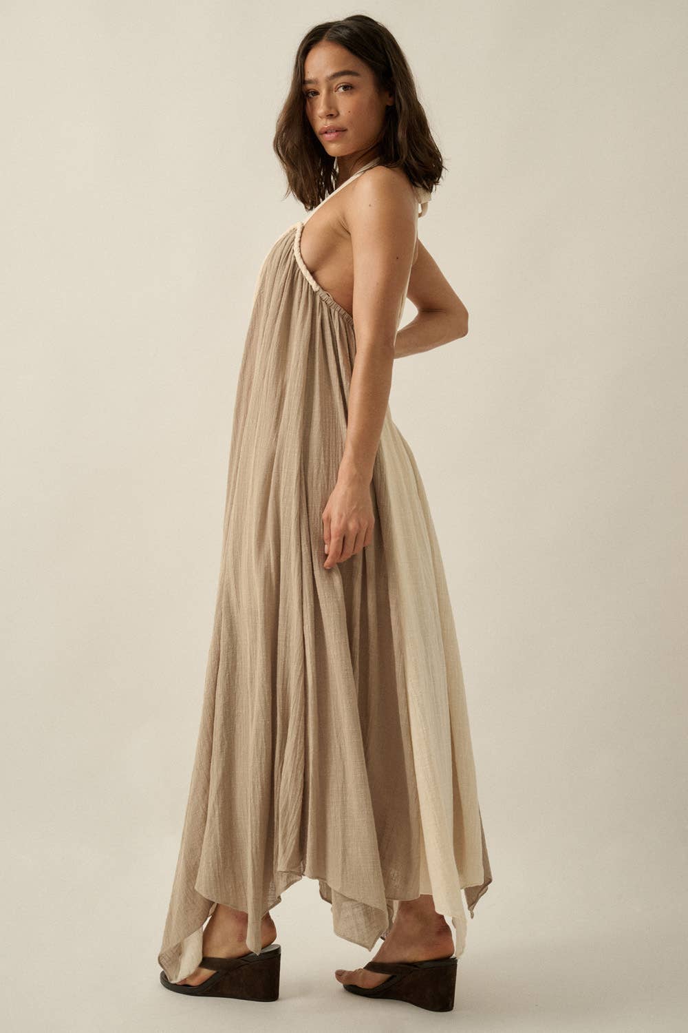 Colorblock Cotton Gauze Maxi