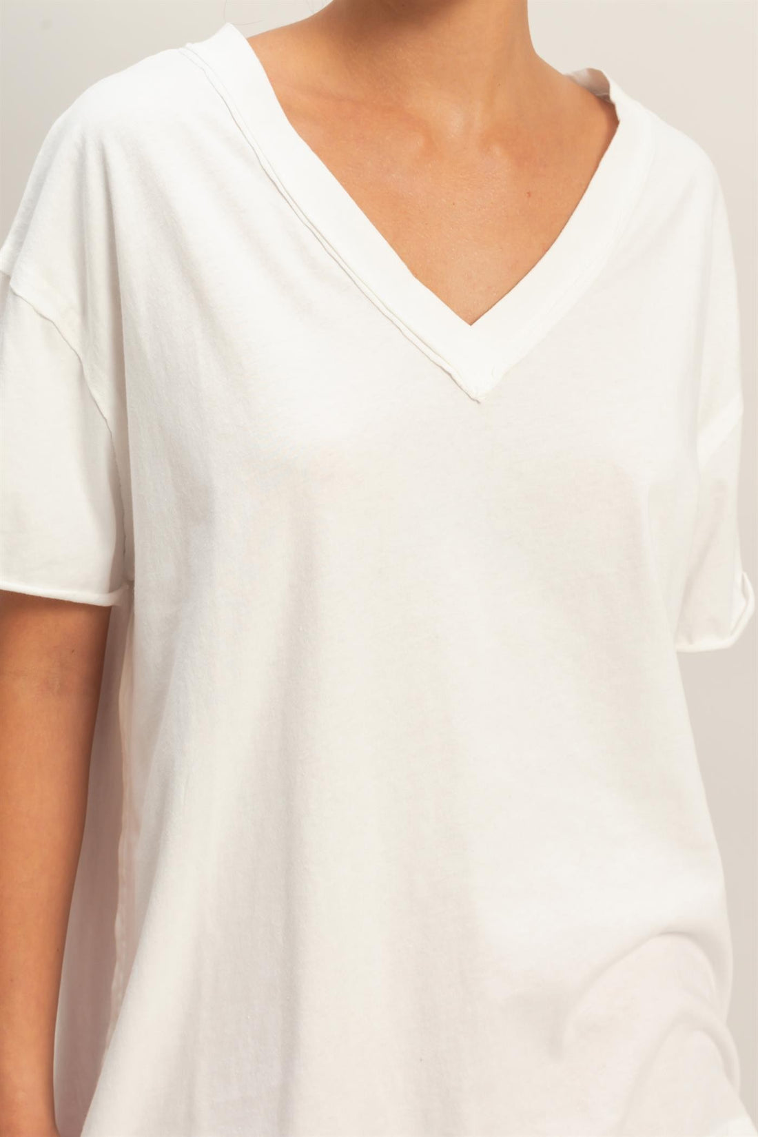 Washed V-Neck Oversized Tee