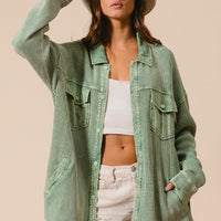 Mineral Washed Waffle Shacket