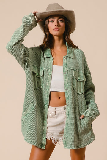 Mineral Washed Waffle Shacket
