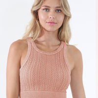 Cable Knit Highneck Crop