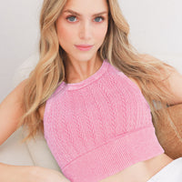 Cable Knit Highneck Crop