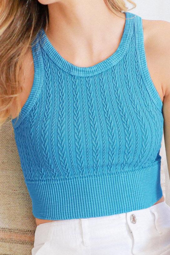 Cable Knit Highneck Crop