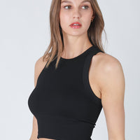 Ribbed High Neck Crop