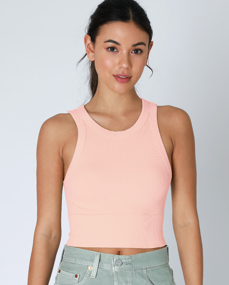 Ribbed High Neck Crop