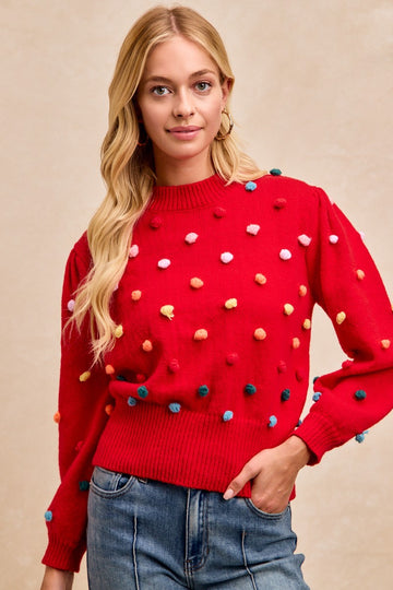 Pom Pom Knit Top